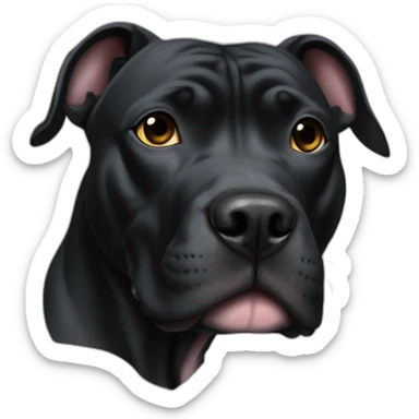 all black pitbull with crooked ears sticker