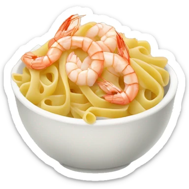 a bowl of pasta with cream and shrimps sticker