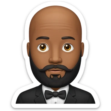 A black gigolo with a full beard and bald head sticker