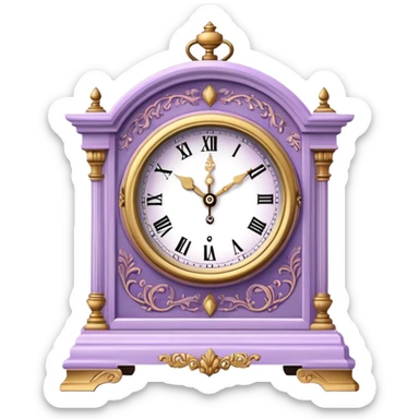 Pale purple Vintage wooden table top clock fancy sticker