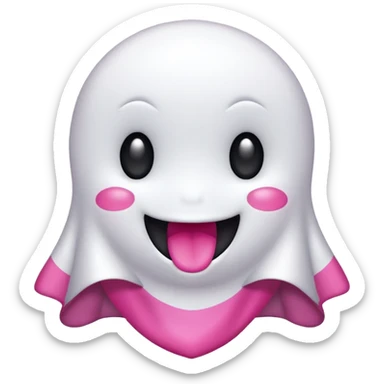fantasma cute con lazo rosa sticker