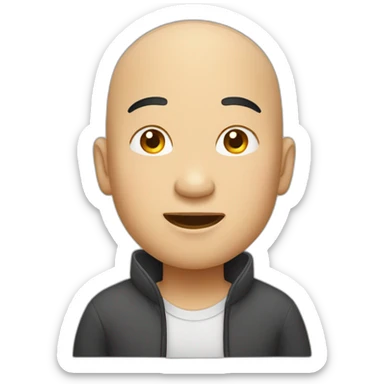 bald asian man calling sticker