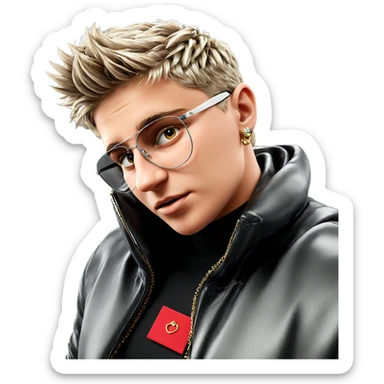 stylish male with jewelry sticker