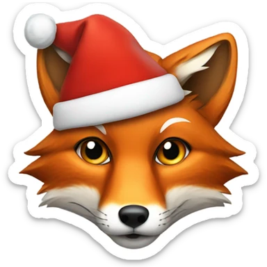 Fox wearing a Santa hat sticker