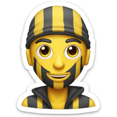 bank robber in stripes, yellow skin, eye mask sticker