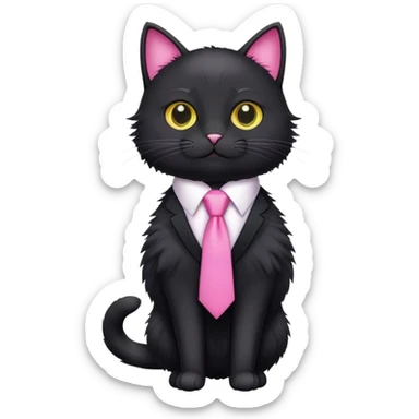 Ublack cat with pink tie sticker