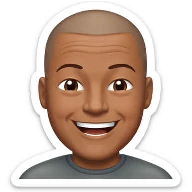 Nam, 50 tuổi, đầu đinh, nhắm 1 mắt, cười tươi, da đen sticker