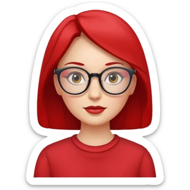red clothed lady person with eyeglass sticker