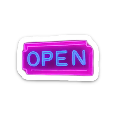 open sign neon sticker