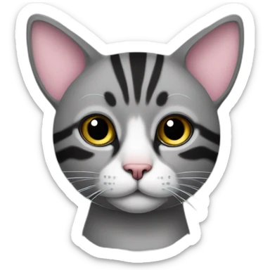 a gray beehive cat whose nose is pink and black but has no pattern all over its body sticker