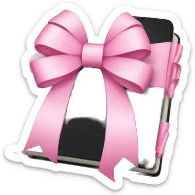 black notebook with pink bow on it sticker