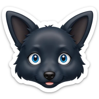 Black dog with blue eyes and pointy ears sticker