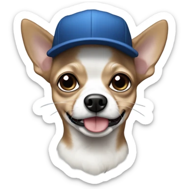 Old man with ‘blue eyes’ goatee ball cap holding black long haired chihuahua sticker