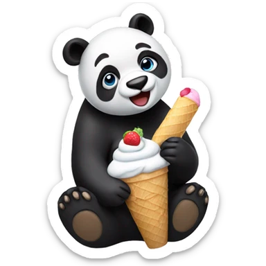 Panda eating ice cream sticker