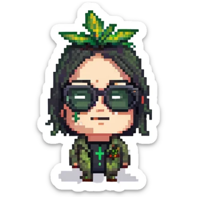 app character with black glasses smoking weed sticker
