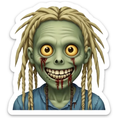 zombie with dreads with braces smiling  sticker