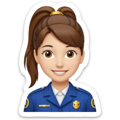 Young Female: ponytail brown haiir, wearing uniform, white skin sticker