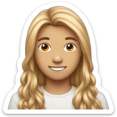 teen boy with white-brown long hairs with hearts sticker