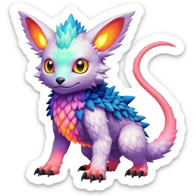 lush warm-colored colorful cyber-Fakémon-Digimon-Trico-creature sticker