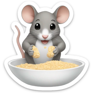 mouse eating oatmeal sticker
