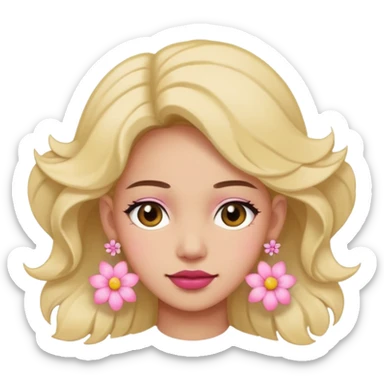 a pink flower who is wearing earrings sticker