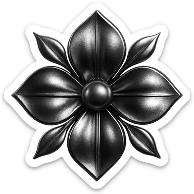 gothic flower in chrome style sticker