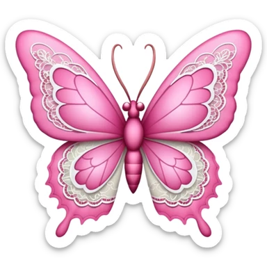 butterfly with pink antlers and lace sticker