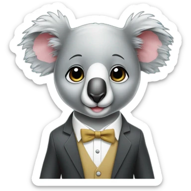 mathematician cute koala wearing dinner jacket sticker