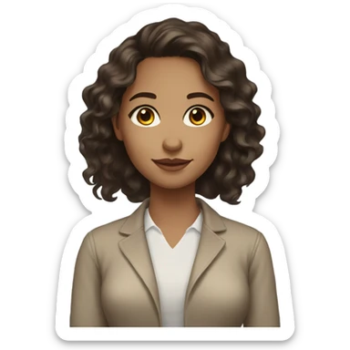 Beautiful woman with light skin, brown eyes, dark brown long wavy hair sticker