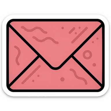 icon of a rose-colored cardboard envelope with embossed surface, modern and clear lines sticker