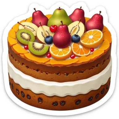 fruit cake with visible fruit pieces, no frosting, simple, clear sticker
