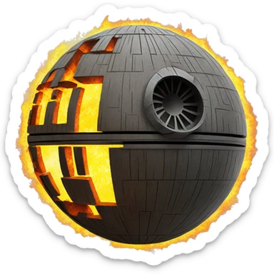 death star, on fire sticker