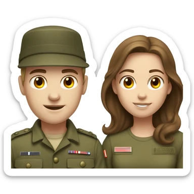 Army boy white skin with girlfriend brown hair  sticker