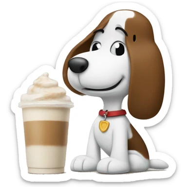 Snoopy with coffee frappe  sticker
