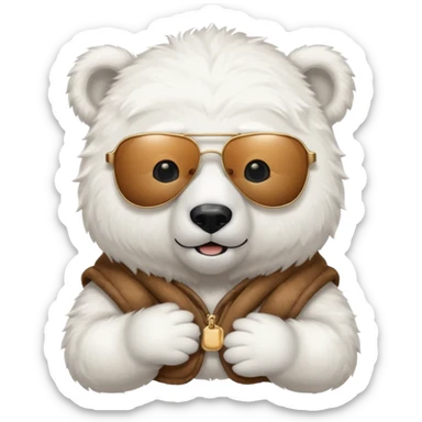 baby Polar bear with sun glassé sticker