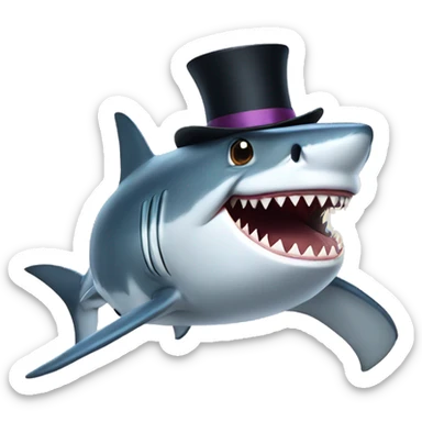 Shark with a top hat sticker