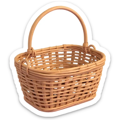 wicker basket, 3D, rustic farmhouse style, weathered look sticker