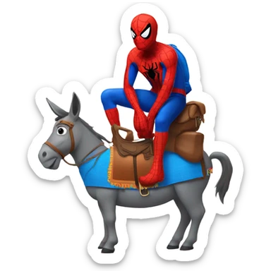 spiderman riding a donkey sticker