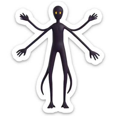 emoji of a shadowy, faceless black figure with very long arms and legs, creepy and mysterious, no text sticker
