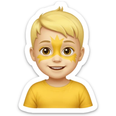 baby with yellow face paint and yellow shirt sticker