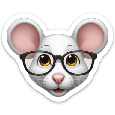 Mouse with glasses and hearteyes sticker