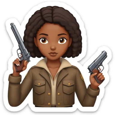 black girl holding gun sticker