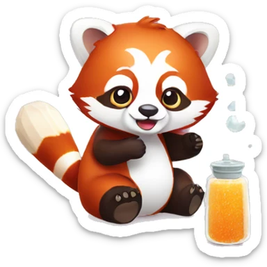 Red panda with salt shaker sticker