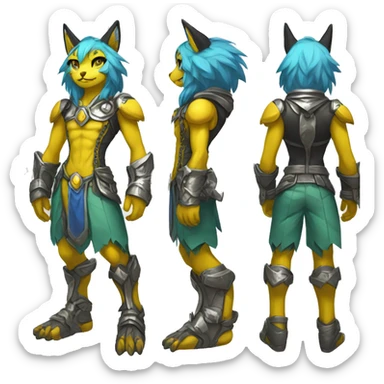 Anthro Sona Cool Edgy Legendary Colorful Shy Shiny Fakemon-Fantasy-Creature With Full Body Detailed High Quality sticker