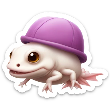 A happy axolotl with a skull cap on sticker
