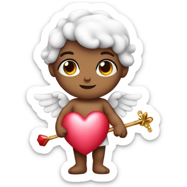 Cupid holding his heart bow sticker