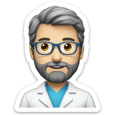 Doctor rubio con lentes azules, barba blanca sticker
