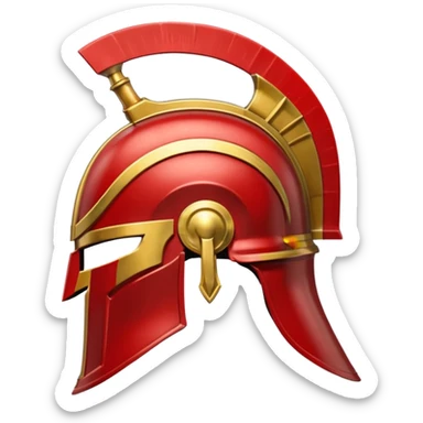 Side view of a gold and red Spartan helment sticker