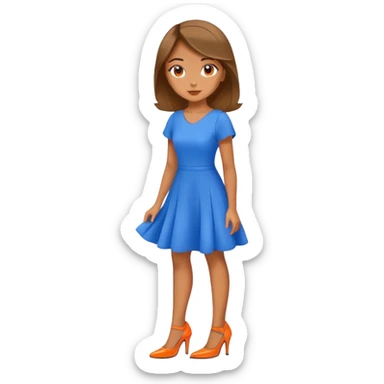 a girl wearing a blue dress with orange heels sticker