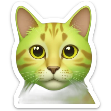 Yellow green cat sticker